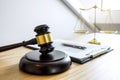 Scales of justice and Gavel on sounding block, object and law bo Royalty Free Stock Photo