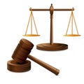 Scales justice and hammer Royalty Free Stock Photo