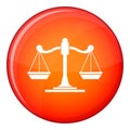 Scales of justice icon, flat style