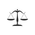 Scales of justice icon isolated. Court of law symbol. Balance scale sign. Flat design