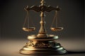 Scales of justice isolated on a dark background. 3d render Royalty Free Stock Photo
