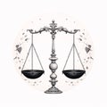 Scales of justice, isolated on white background. Vector illustration Royalty Free Stock Photo