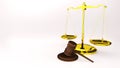 Scales of justice Law scales and hammer law Wooden judge gavel  HAMMER AND BASE 3D render Royalty Free Stock Photo