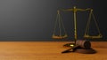 Scales of justice Law scales and hammer law Wooden judge gavel  HAMMER AND BASE 3D render Royalty Free Stock Photo