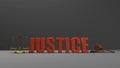 Scales of justice Law scales and hammer law Wooden judge gavel  HAMMER AND BASE 3D render with message justice Royalty Free Stock Photo