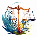 Scales of justice. Law and justice concept. Vector illustration. AI generated Royalty Free Stock Photo