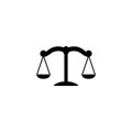 Scales of Justice, Libra Law, Judgment Balance. Flat Vector Icon illustration. Simple black symbol on white background Royalty Free Stock Photo