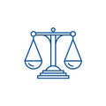 Scales of justice line icon concept. Scales of justice flat  vector symbol, sign, outline illustration. Royalty Free Stock Photo