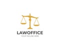 Scales of justice logo template. Law scales vector design