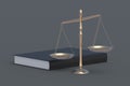 Scales of justice near book. Legal law concept. Punishment and responsibility. Constitutional rights Royalty Free Stock Photo