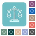 Scales of justice outline rounded square flat icons Royalty Free Stock Photo