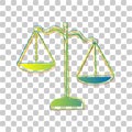 Scales of Justice sign. Blue to green gradient Icon with Four Roughen Contours on stylish transparent Background. Illustration Royalty Free Stock Photo