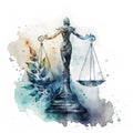 Scales of justice, watercolor illustration, isolated on white background Royalty Free Stock Photo