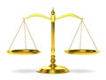 Scales justice on white background. Isolated 3D Royalty Free Stock Photo