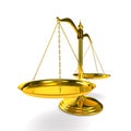 Scales justice on white background. Isolated 3D Royalty Free Stock Photo