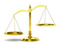 Scales justice on white background. Isolated 3D Royalty Free Stock Photo