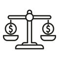 Scales money finance icon outline vector. Credit increase