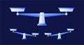 Scales set, Flat design, Libra, vector illustration isolated on blue background Royalty Free Stock Photo