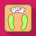 Scales show weight.scales for diabetics.Diabetes single icon in flat style vector symbol stock illustration.