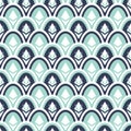 Scales wavy seamless pattern. Symbol crypto coine Ethereum on easter eggs. Japanese traditional backdrop. Vector Royalty Free Stock Photo