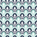 Scales wavy seamless pattern. Symbol crypto coine Ethereum on easter eggs. Japanese traditional backdrop. Vector Royalty Free Stock Photo