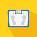 Scales on white background with shadow. Personal human scales overweight, dieting healthcare balance object. Body measure scales