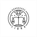 scales zodiac of libra logo line art simple minimalist vector illustration template icon design. horoscope sign mysticism and Royalty Free Stock Photo