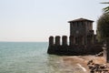 Scaliger Castel walls on the edge of Lake Garda, Lombardy, Italy