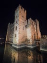 Scaliger Castle in Sirmione on Lake at Night, Garda, Lombardy, I Royalty Free Stock Photo