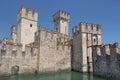 Scaliger Castle guarding the entrence of the Sirmione medieval town by lake Garda in Lombardy in north Italy