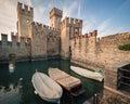 Scaliger Castle 13th century in Sirmione on Garda lake near Ve Royalty Free Stock Photo