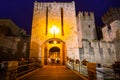 Scaligero Castle over the Garda lake in Sirmione at night, Italy Royalty Free Stock Photo