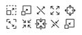 Scaling and sizing arrows vector icons set. Resize, increase, decrease, scalability UI design symbol
