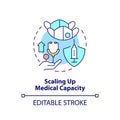 Scaling up medical capacity concept icon