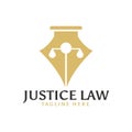 Scall pen justice attorney law logo design template Royalty Free Stock Photo