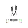 Scallion icon Green onion Vegetables logo Chives. Thin line design