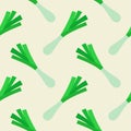 scallion seamless pattern vector illustration. Basil and spring onion pattern design or background