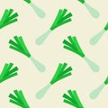 scallion seamless pattern vector illustration. Basil and spring onion pattern design or background