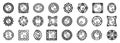 Scallop frame icons set outline vector. Ellipse rectangle