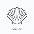 Scallop line icon. Vector outline illustration of seashell. Marine clam pictorgam Royalty Free Stock Photo