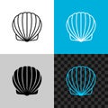 Scallop seashell line icon. Linear sea shell.