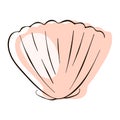 Scallop seashell logo in line art style. Shell underwater design for seafood restaurant. Vector illustration isolated on