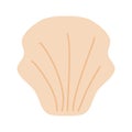 Scallop seashell, simple stylised summertime design element, vector