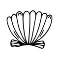 Scallop shell vector icon. Hand drawn simple doodle isolated on white background. Closed sea mollusc. Seafood Royalty Free Stock Photo