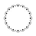 Scalloped circle frame with hearts outline