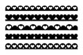 Scalloped edge seamless brush strokes set with hearts. Simple scalloped border. Fabric laces silhouette. Cute vintage Royalty Free Stock Photo