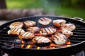 scallops grilling during a cookout in the park