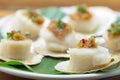 Scallops shells with thai basil pesto