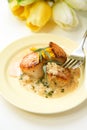 Scallops in terragon cream sauce Royalty Free Stock Photo