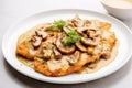 Scaloppine Alla Marsala On White Plate Royalty Free Stock Photo